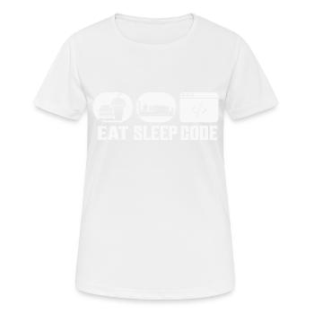 Eat Sleep Code Software Coding - Women's Breathable T-Shirt - white - Front - AI Model Female 172 dark (172cm)