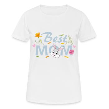 Beste MOM. Blumenmuster mit Kaninchen - Frauen T-Shirt atmungsaktiv - Weiß - Vorne - AI Model Female 172 dark (172cm)