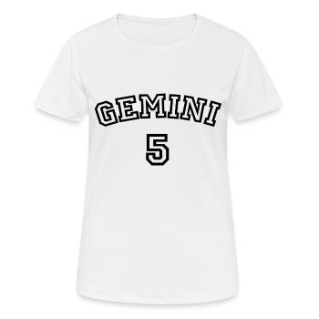 Zodiac Line "Trikot-Style" - Gemini - Frauen T-Shirt atmungsaktiv - Weiß - Vorne - AI Model Female 172 dark (172cm)