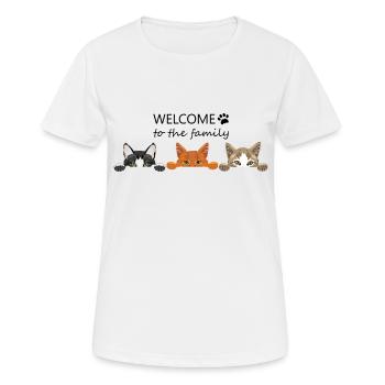 Willkommen in der Katzenfamilie - Frauen T-Shirt atmungsaktiv - Weiß - Vorne - AI Model Female 172 dark (172cm)