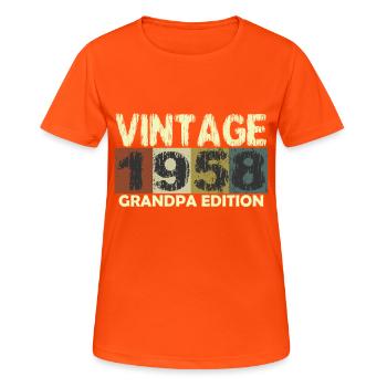 Vintage Geburtstag Retro Sonnenuntergang Design - Frauen T-Shirt atmungsaktiv - Neonorange - Vorne - AI Model Female 172 dark (172cm)