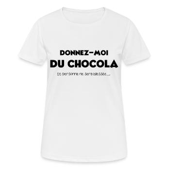 Donnez moi du chocolat personne ne sera blessé - T-shirt respirant Femme - blanc - Devant - AI Model Female 172 dark (172cm)