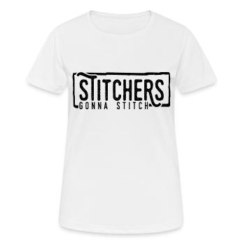 Stickerinnen gehen zum Stich - Weihnachts- und Geburtstagsgeschenk - Frauen T-Shirt atmungsaktiv - Weiß - Vorne - AI Model Female 172 dark (172cm)