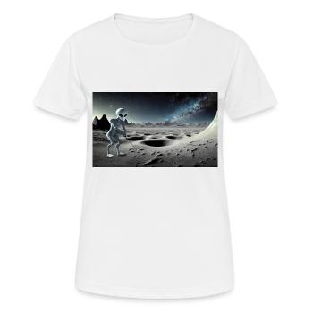 Alien gris sur la surface de la lune – Jouer au golf - T-shirt respirant Femme - blanc - Devant - AI Model Female 172 dark (172cm)
