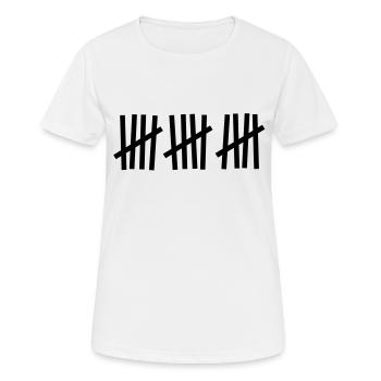Strichliste 15 Striche - Frauen T-Shirt atmungsaktiv - Weiß - Vorne - AI Model Female 172 dark (172cm)
