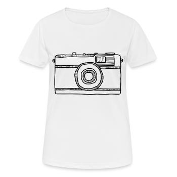 Kamera - Frauen T-Shirt atmungsaktiv - Weiß - Vorne - AI Model Female 172 dark (172cm)
