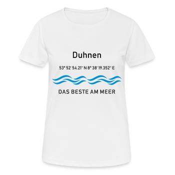 Duhnen - das beste am Meer - Frauen T-Shirt atmungsaktiv - Weiß - Vorne - AI Model Female 172 dark (172cm)