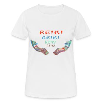 reiki reiki reiki e 72 - Frauen T-Shirt atmungsaktiv - Weiß - Vorne - AI Model Female 172 dark (172cm)