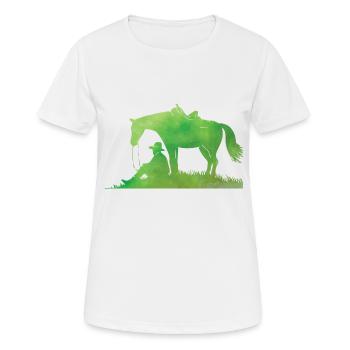 Westernreiten Reining Reiter Pferdeliebe Geschenk - Frauen T-Shirt atmungsaktiv - Weiß - Vorne - AI Model Female 172 dark (172cm)