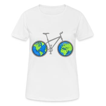 Cycle the world bike trip bicycle globe - Women's Breathable T-Shirt - white - Front - AI Model Female 172 dark (172cm)