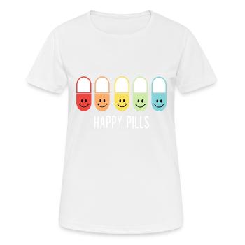 Les pilules heureuses - T-shirt respirant Femme - blanc - Devant - AI Model Female 172 dark (172cm)