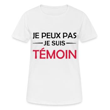 Je peux pas je suis témoin - T-shirt respirant Femme - blanc - Devant - AI Model Female 172 dark (172cm)