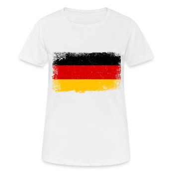 Deutschland Flagge Used - Frauen T-Shirt atmungsaktiv - Weiß - Vorne - AI Model Female 172 dark (172cm)