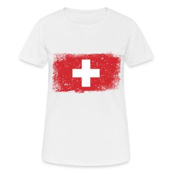 Schweiz Flagge - Frauen T-Shirt atmungsaktiv - Weiß - Vorne - AI Model Female 172 dark (172cm)