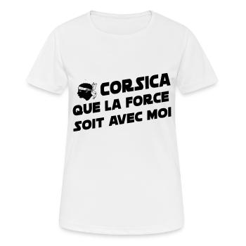 Corsica que la force soit avec moi - T-shirt respirant Femme - blanc - Devant - AI Model Female 172 dark (172cm)
