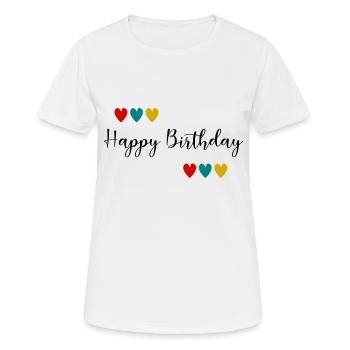 Birthday. HAPPY BIRTHDAY. Happy birthday. - Women's Breathable T-Shirt - white - Front - AI Model Female 172 dark (172cm)