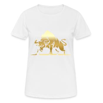 Stier / Wall street Bull / Börse / Lambo - Frauen T-Shirt atmungsaktiv - Weiß - Vorne - AI Model Female 172 dark (172cm)