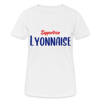 Supportrice Lyonnaise - Fan de sport et de Lyon - T-shirt respirant Femme - blanc - Devant - AI Model Female 172 dark (172cm)