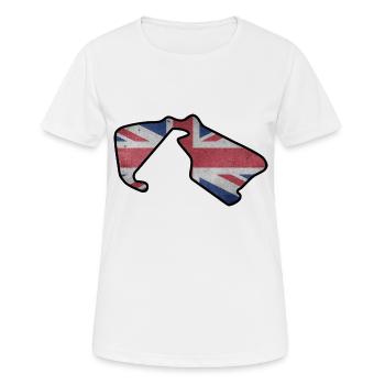 Großbritannien Rennstrecke mit Flagge - Frauen T-Shirt atmungsaktiv - Weiß - Vorne - AI Model Female 172 dark (172cm)