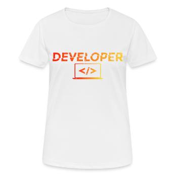 Developer - Informatik IT EDV PC Computer Shirt - Frauen T-Shirt atmungsaktiv - Weiß - Vorne - AI Model Female 172 dark (172cm)