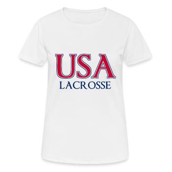 USA Lacrosse - National Colors - United States - Frauen T-Shirt atmungsaktiv - Weiß - Vorne - AI Model Female 172 dark (172cm)