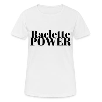 Lustiges T-Shirt| Raclette Power - Frauen T-Shirt atmungsaktiv - Weiß - Vorne - AI Model Female 172 dark (172cm)