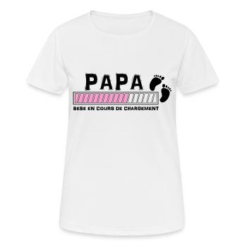 bébé en cours de chgt papa rose - T-shirt respirant Femme - blanc - Devant - AI Model Female 172 dark (172cm)