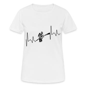 Feuerwehrmann Herzfrequenz - Frauen T-Shirt atmungsaktiv - Weiß - Vorne - AI Model Female 172 dark (172cm)