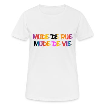 mode de rue - T-shirt respirant Femme - blanc - Devant - AI Model Female 172 dark (172cm)