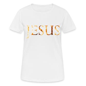 Jesus Feuerball - Frauen T-Shirt atmungsaktiv - Weiß - Vorne - AI Model Female 172 dark (172cm)