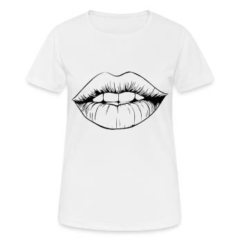 Lips, mouth, kissing lips - Women's Breathable T-Shirt - white - Front - AI Model Female 172 dark (172cm)
