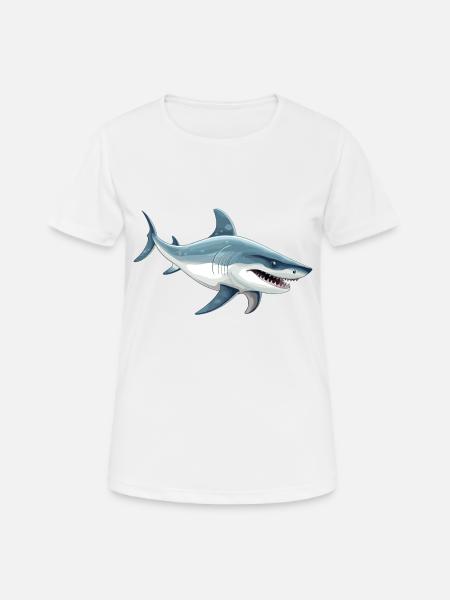 Great White Shark Motif - Women's Breathable T-Shirt - white