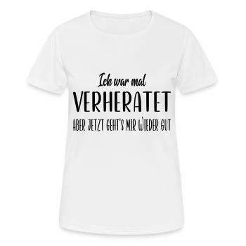 Ich war mal verheiratet - Frauen T-Shirt atmungsaktiv - Weiß - Vorne - AI Model Female 172 dark (172cm)