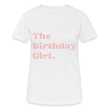 Das rosa Geburtstagskind - Frauen T-Shirt atmungsaktiv - Weiß - Vorne - AI Model Female 172 dark (172cm)