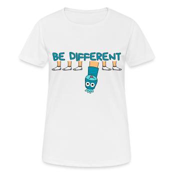 BE DIFFERENT Socke / Sei anders Socke - Frauen T-Shirt atmungsaktiv - Weiß - Vorne - AI Model Female 172 dark (172cm)