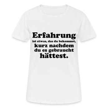 Erfahrung - Frauen T-Shirt atmungsaktiv - Weiß - Vorne - AI Model Female 172 dark (172cm)
