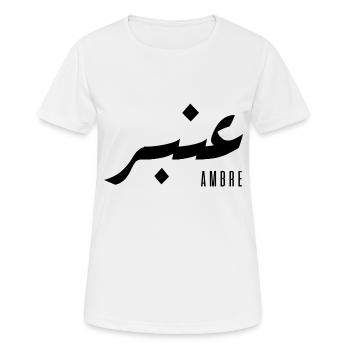 Ambre prénom en arabe - T-shirt respirant Femme - blanc - Devant - AI Model Female 172 dark (172cm)
