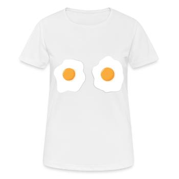 zwei Spiegeleier - Frauen T-Shirt atmungsaktiv - Weiß - Vorne - AI Model Female 172 dark (172cm)