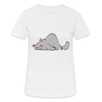Chat fatigué - T-shirt respirant Femme - blanc - Devant - AI Model Female 172 dark (172cm)