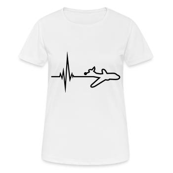 point logo pouls fréquence heartbeat ligne avion a - T-shirt respirant Femme - blanc - Devant - AI Model Female 172 dark (172cm)