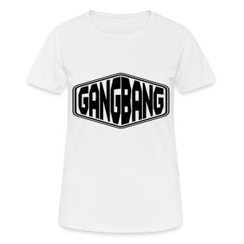 Gangbang GANGBANG gangbang - Frauen T-Shirt atmungsaktiv - Weiß - Vorne - AI Model Female 172 dark (172cm)