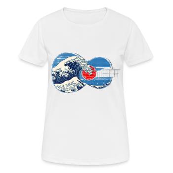 Guitare Big Wave par Kanagawa Guitar Player - T-shirt respirant Femme - blanc - Devant - AI Model Female 172 dark (172cm)