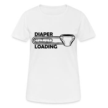 Windel Diaper Loading - Frauen T-Shirt atmungsaktiv - Weiß - Vorne - AI Model Female 172 dark (172cm)
