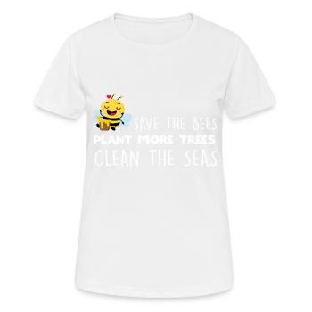 Sauver les abeilles Planter plus d’arbres Nettoyer les mers - T-shirt respirant Femme - blanc - Devant - AI Model Female 172 dark (172cm)