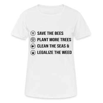 Sauver les abeilles Planter des arbres Cean Sea Légaliser l’herbe - T-shirt respirant Femme - blanc - Devant - AI Model Female 172 dark (172cm)