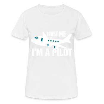 Croyez-moi, je suis une compagnie aérienne pilote d’aviation - T-shirt respirant Femme - blanc - Devant - AI Model Female 172 dark (172cm)