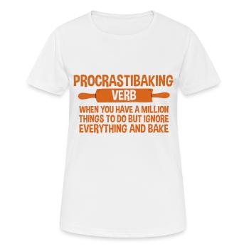 Procrastibaking Defnintion Description 2 - T-shirt respirant Femme - blanc - Devant - AI Model Female 172 dark (172cm)