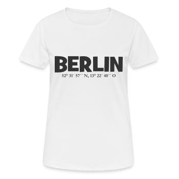 Berlin Koordinaten - Breitengrag - Längengrad - Frauen T-Shirt atmungsaktiv - Weiß - Vorne - AI Model Female 172 dark (172cm)