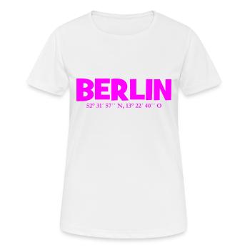 Berlin Koordinaten - Breitengrag - Längengrad - Frauen T-Shirt atmungsaktiv - Weiß - Vorne - AI Model Female 172 dark (172cm)