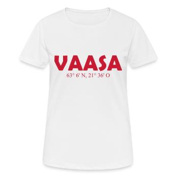 Vaasa Finland - Coordinates - Longitude - Latitude - Frauen T-Shirt atmungsaktiv - Weiß - Vorne - AI Model Female 172 dark (172cm)